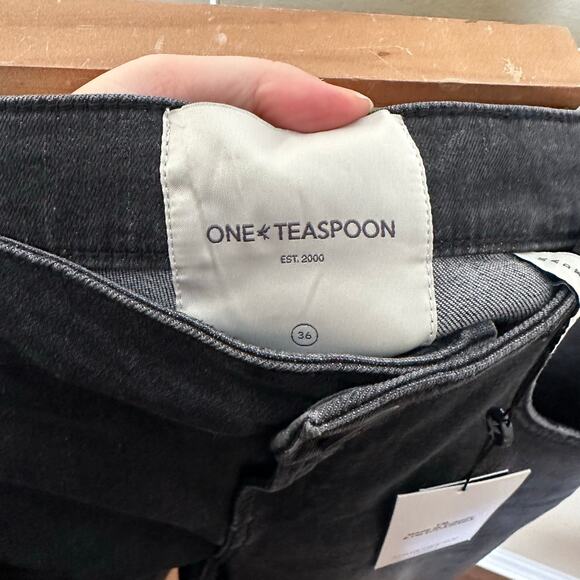 One Teaspoon Freebirds Low Waist Stretch Skinny Denim Jeans Black Plus Size 16 - Picture 7 of 9